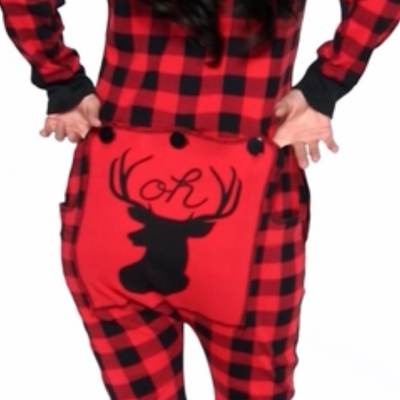 NWT Silver Lilly Oh Deer Slim Buffalo Plaid Flapjack Pajamas - Picture 11 of 17